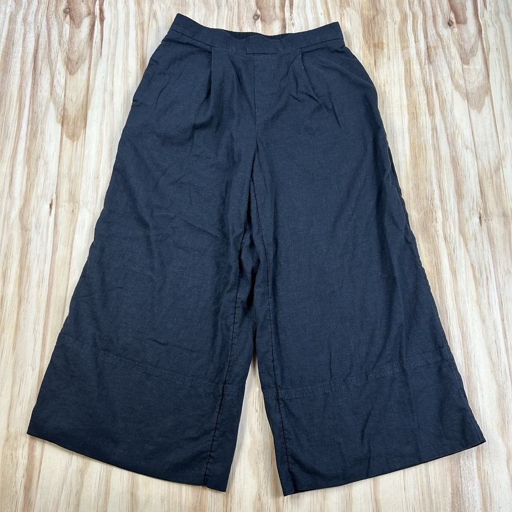 Banana Republic Women's Black Linen Blend Wide Leg Crop Pants Small